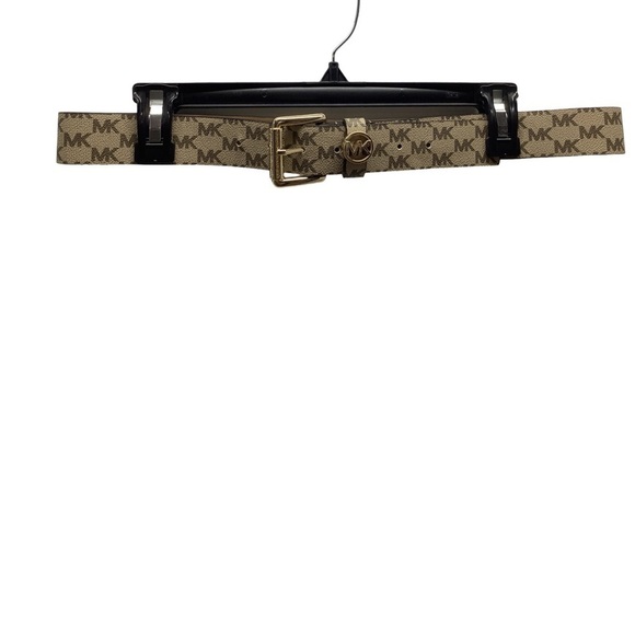 Michael Kors Size Large Tan Monogram Belt with Gold Buckle. Preloved main image 4